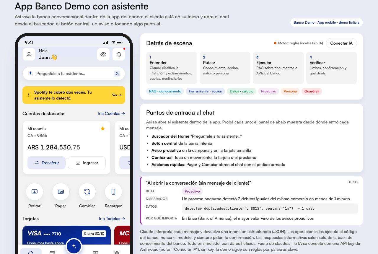 Vista previa de Banca conversacional Mobile