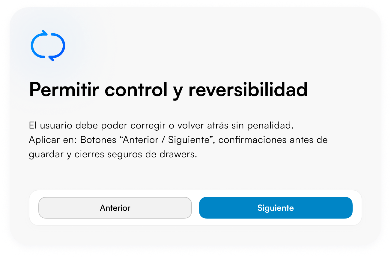Infocorp - Permitir control y reversibilidad