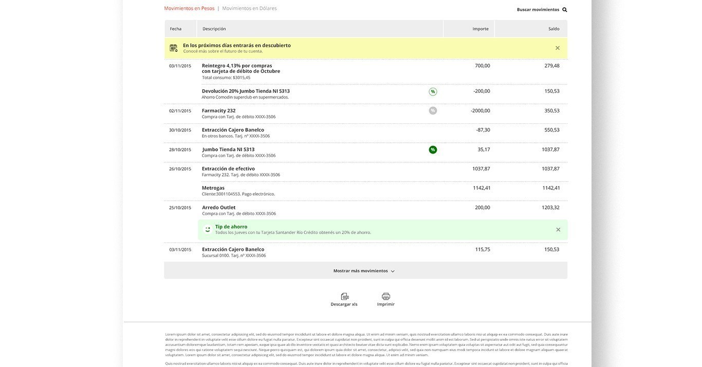 Santander Río Online Banking - Control